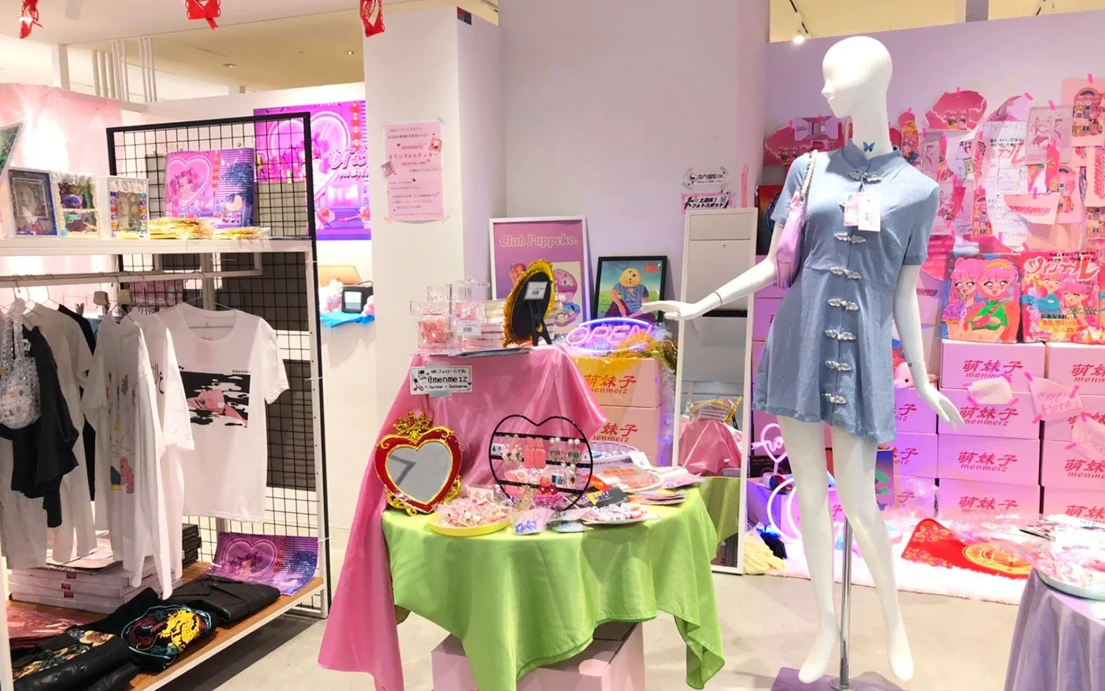 メンメイズのPOPUPストアの売り場